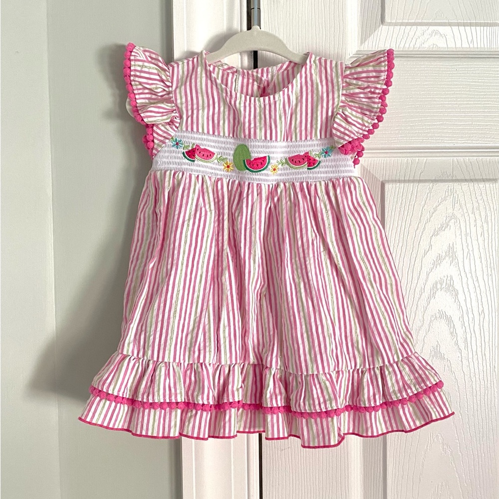 Goodlad Watermelon Striped Ruffle Summer Dress